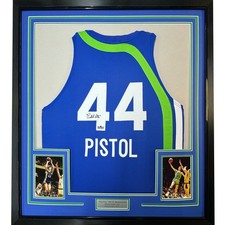 Framed Facsimile Autographed Pete Maravich 35x39 Reprint Laser Auto Jersey picture