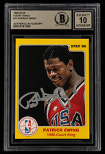 Signed Patrick Ewing 1985-86 Star #14 USA Rookie Card RC Auto Beckett BGS 10 picture