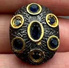 Lovely Sapphire stone antique near eastern solid silver gold golding unique bead picture