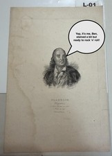 ANTIQUE ENGRAVING / LITHO COLLECTABLE Benjamin Franklin Portrait Blasiot  L-01 picture