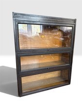ANTIQUE Macey 713 3 Stack Barrister Bookcase Glass Doors Sectional Cabinet 42”H picture