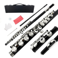 16 Key Closed Hole C Flute - Student Flute for Beginners,Easy to Play, BLACK picture