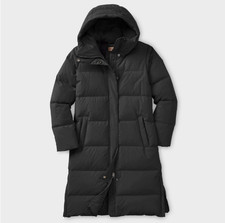 DULUTH Women's Ruffer Puffer Arctic Down Long Coat, Black NEW picture