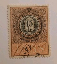 Austria 15 Kreuzer Revenue Stamp 1888 Stempelmarke Series/Clean Used picture