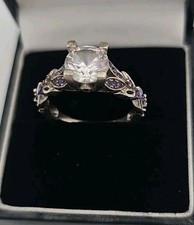 4.3 Ct Round White Moissanite Women Solitaire Engagement Ring S925 Size 7.5 Purp picture