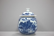 Qing Dynasty Blue and White Landscape Lidded Jar picture