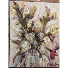 Original Floral Oil Painting on Canvas-Abstract Wildflower Bouquet-Lily Lima picture