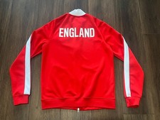 Nike England Soccer Track Jacket Mens M Red White Three Lions Full Zip Football picture