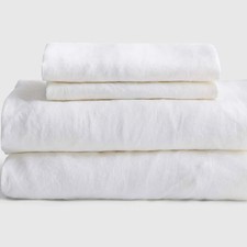 Quince European Linen Sheet Set Queen White Color picture