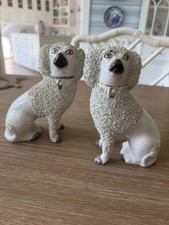  Staffordshire Porcelain Confetti Poodle Wally Dog Figurine Signed Vintage Set  picture