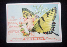 Antique 1880s Sohmer Pianos Trade Card Grunewald Hall New Orleans Butterfly picture