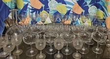 Lot of 30 Vintage Antique 19th Engraved French French Crystal Glasses  picture