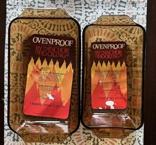 VTG Anchor Hocking Fire King Amber Glass #441  1 qt. Loaf Pan & 1.5 Qt #432 Dish picture