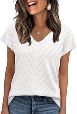 Wiholl Lightweight V-neck Sweater Top Women's Large White Viscose Sleeveless NWT picture