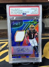 2021 Panini Select Rookie Signature Mem Ja'Marr Chase #RSM-JMC Blue Prizm /75 picture