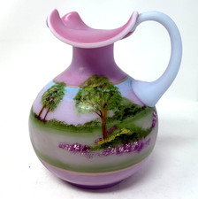 Fenton Meadow Scene Vase with Handle Signed Numbered CA Hall 16/25 picture