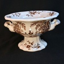 Mason's Pekin Bowl Salad Pedestal Watteau Brown 1891-1922 Patent Ironstone picture