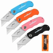 4-Pack Folding Utility Knife Box Cutter Extra 10pcs SK5 Quick Change Blades picture