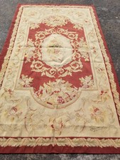 Antique French Handmade Aubusson Floral Wool Multicolor Rug 5.2x2.9ft picture