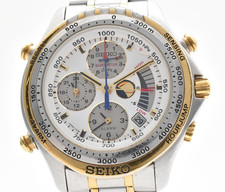 Vintage SEIKO 7K36-6A00 Cruising Master White Quartz 42mm Men's Watch JAPAN picture