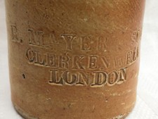 R. Mayer Clerkenwell London ginger beer soda stoneware bottle c1890-1910 picture