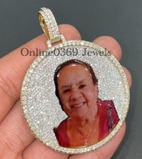 1.89 ct Round Tester Pass Moissanite Custom Disk Photo Pendant Silver free gift picture