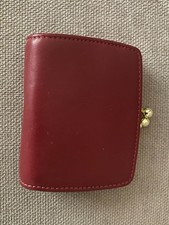 Coach Vintage Kisslock Burgundy Red  Leather Slim Framed Coin Purse Style #4794 picture