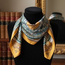 Hermes Dies et Hore by F. Faconnet Silk Gavroche Pocket Scarf Handkerchief 42 cm picture