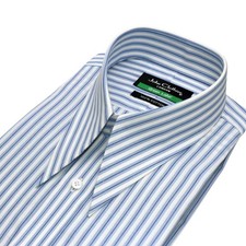 Mens Spearpoint Dagger Collar Blue Stripe Shirt 1930s Vintage Goodfellas Revival picture