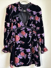 Vtg Forever 21 S Floral Velvet Burnout Cutout Neck Dress Y2K Whimsigoth Fairy picture