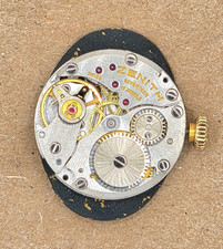 ZENITH MOVEMENT CALIBER 1740 17J W/ DIAL HANDS AND ZENITH CROWN RUNNING picture