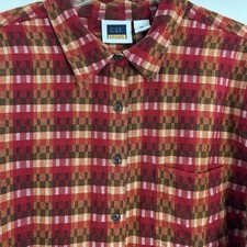 CST Sport Womens Red Long Sleeve Plaid Print Button Up Collared Shirt Size 2X picture