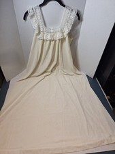 Vintage Ali Jr Nylon Nightgown Woman's 9 Lace Straps Ivory Long picture