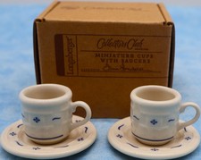 Longaberger Collectors Club Miniature Cups Saucers Classic Blue Box USA picture