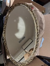 Vintage Large Cherub Gold Gilt Plated Matson/ Stylebuilt Vanity Mirror Tray picture