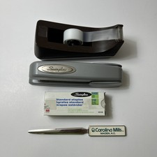 VTG lot Swingline 747 Stapler Scotch Tape Dispenser Carolina Mills Letter Opener picture
