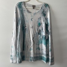 Chico's Easywear Sweater Top Long Sleeve Abstract Gray Blue Women's Size 3, XL picture