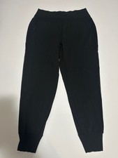 Athleta Womens Medium Black Venice Ribbed Waistband Jogger Pants Zip Pockets picture