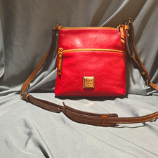 Dooney & Bourke Red Pebble Grain Letter Carrier Crossbody 8.5
