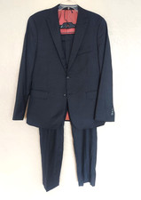 NM Neiman Marcus Men's Black Gray Wool 2 Piece Suit Single-Breasted 42R Slim Fit picture
