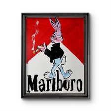 Aleph Original Bugs Bunny 14x11 Abstract Expressionist Pop Art Painting Canvas picture