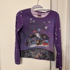 Harry Potter Vintage y2k Purple Long Sleeve Star Lightning Bolt Graphic Shirt  picture