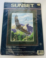 Vintage Sunset Dimensions Soaring Free Eagle Counted Cross Stitch #13100 1998 picture