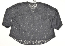 Torrid Harper Blouse Size 4 4X 26 Black Floral Lace Split Neck Pullover NWT picture
