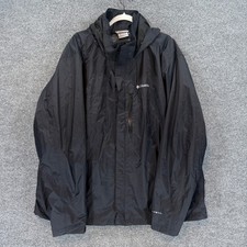 Columbia Rain Jacket Mens XXL Black Omni-Tech Waterproof Hooded Windbreaker picture