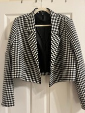 Lulu's Size XL Black and White Harlequin Pattern Cropped Women's Blazer picture