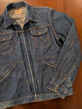 Rare Wrangler VTG Mid 60s Denim Jacket Made in USA 24MJZ CONMAR Zipper 40 Long picture