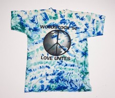 True Vintage Woodstock 90s Band Shirt Size L Love Unites Tie Dye Festival 1994 picture