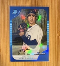 Topps 2013 Bowman Justin Verlander #174 Blue Sapphire 1st Bowman Reprints Tigers picture