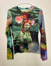 Desigual Women’s Multicolor Floral Print Crew Neck Long Sleeve Jersey Top M picture